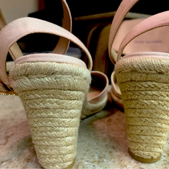 NWOT Stuart Weitzman Crystal Buckle Espadrille Wedge Sandals Size 7.5 - Picture 5 of 8